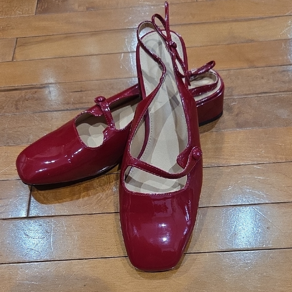 Red Patent Slingback Mary Jane Pumps By Coutgo Size 10
